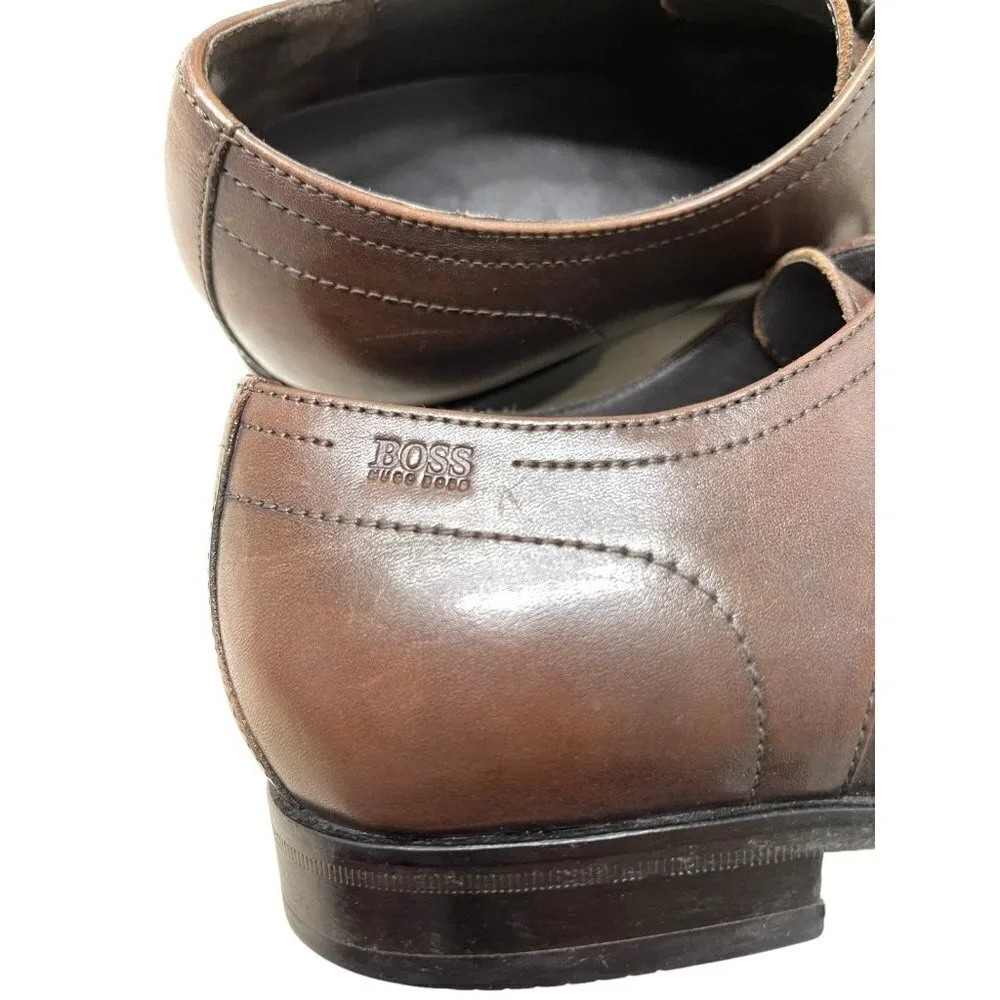 Hugo Boss Shoes Mens 9 Bicycle Toe Dress Oxford 50130961 Brown Leather Lace Up